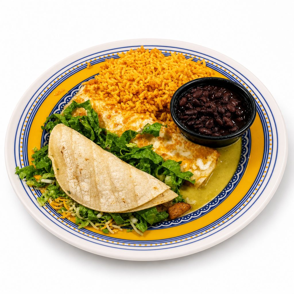 7. Cheese Enchilada, Taco, & Chile Relleno.